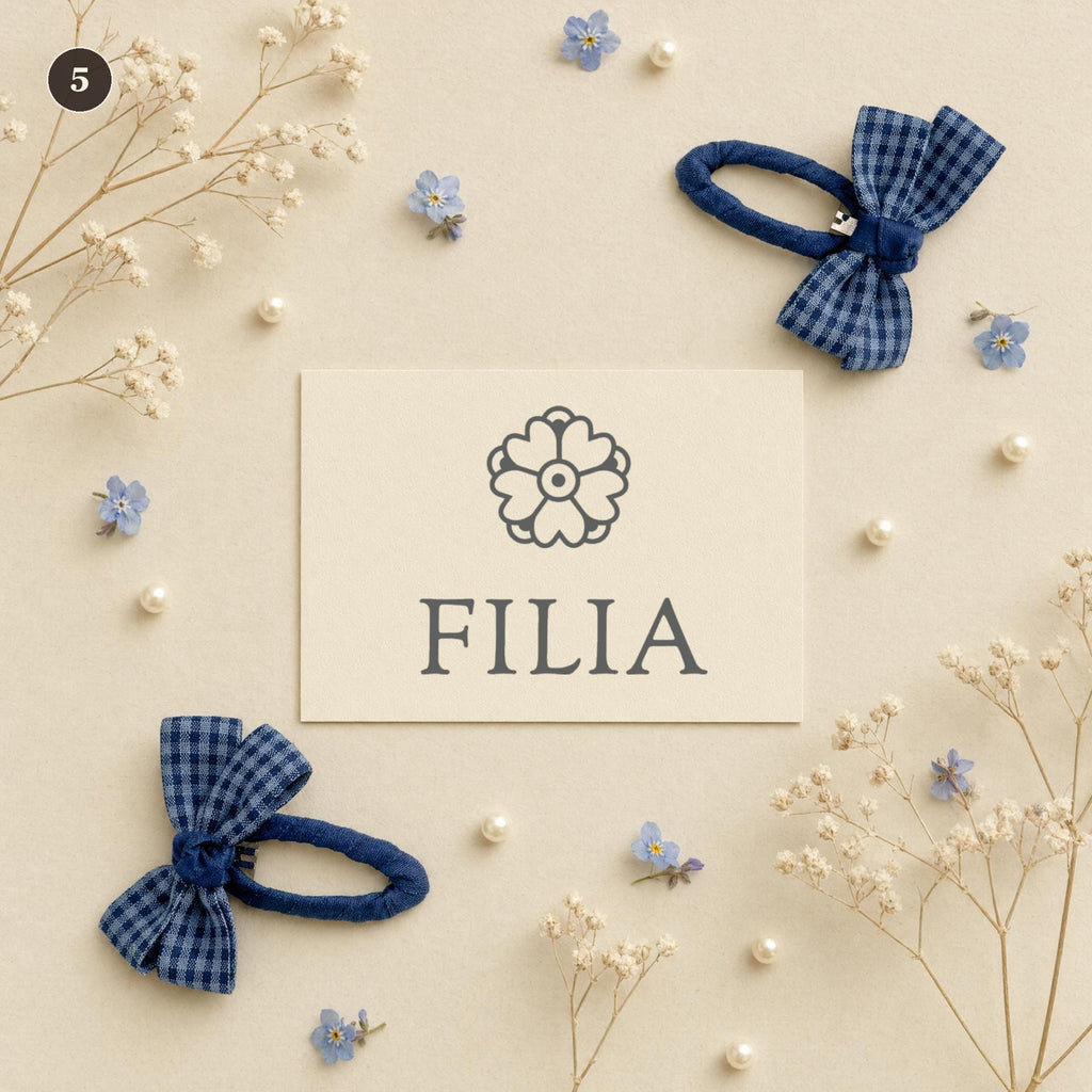 5 Navy Plaid Bow
