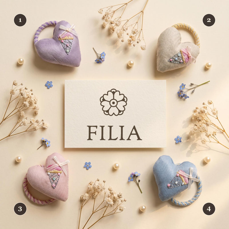 Embroidered Ice Cream Heart Hair Tie for Baby Toddler Girls | FILIA Velvet Coquette Hair Accessory