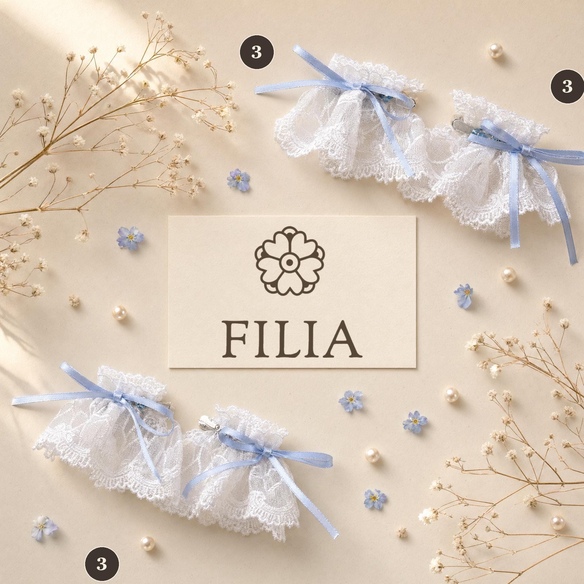 3 Light Blue Ribbon
