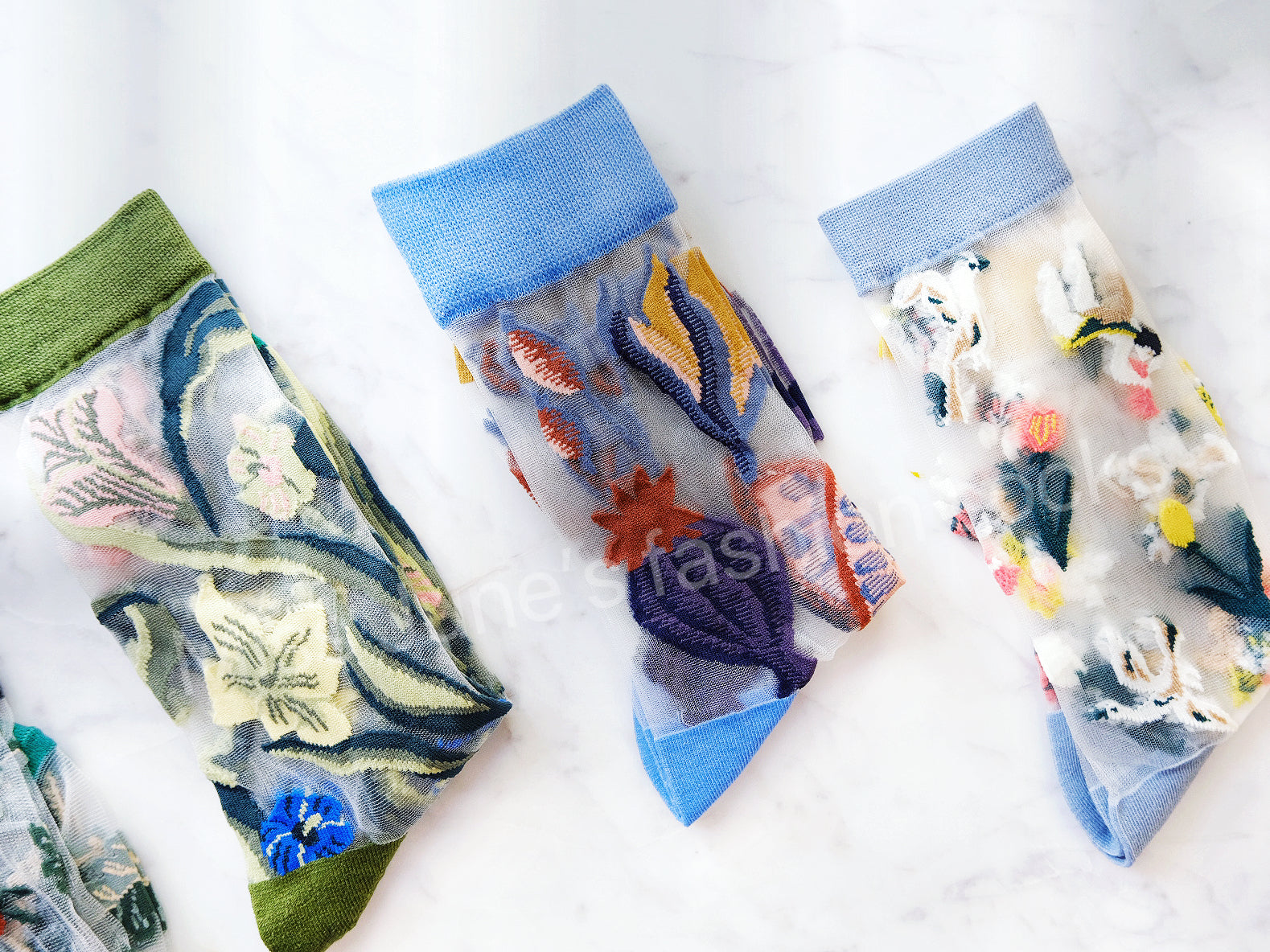Miss June’s | Women’s Glass Silk-like Transparent socks | Cute | Colorful | Summer | Patterned | Gift Idea | Casual | Comfortable | Floral |