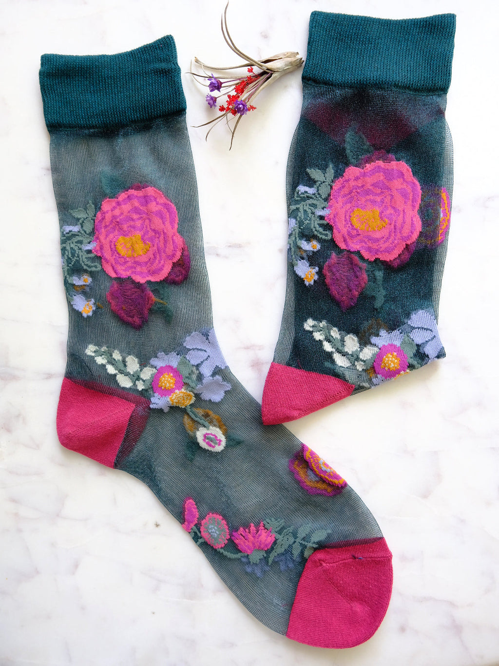 Miss June’s | Women’s Glass Silk-like Transparent socks | Cute | Colorful | Summer | Patterned | Gift Idea | Casual | Comfortable | Floral |