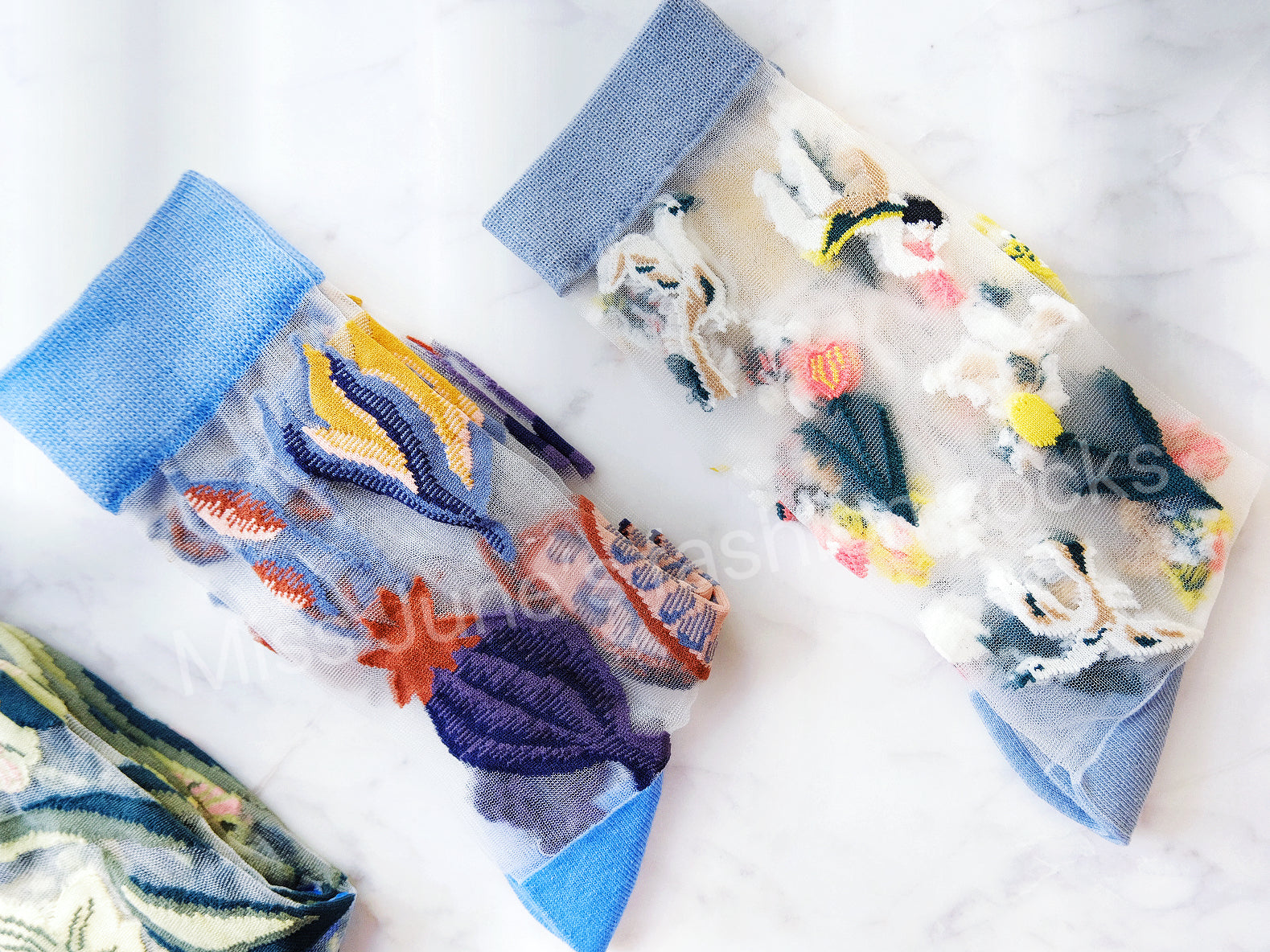 Miss June’s | Women’s Glass Silk-like Transparent socks | Cute | Colorful | Summer | Patterned | Gift Idea | Casual | Comfortable | Floral |