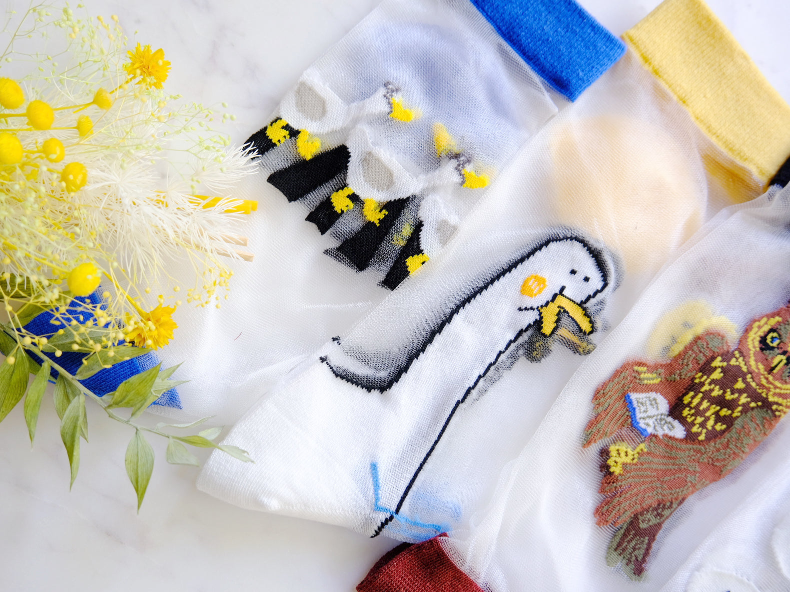 Miss June’s | Women’s Glass Silk-like Transparent socks | Cute | Colorful | Summer | Patterned | Gift Idea | Casual | Comfortable | Floral |