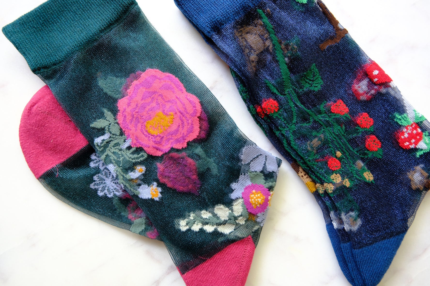 Miss June’s | Women’s Glass Silk-like Transparent socks | Cute | Colorful | Summer | Patterned | Gift Idea | Casual | Comfortable | Floral |