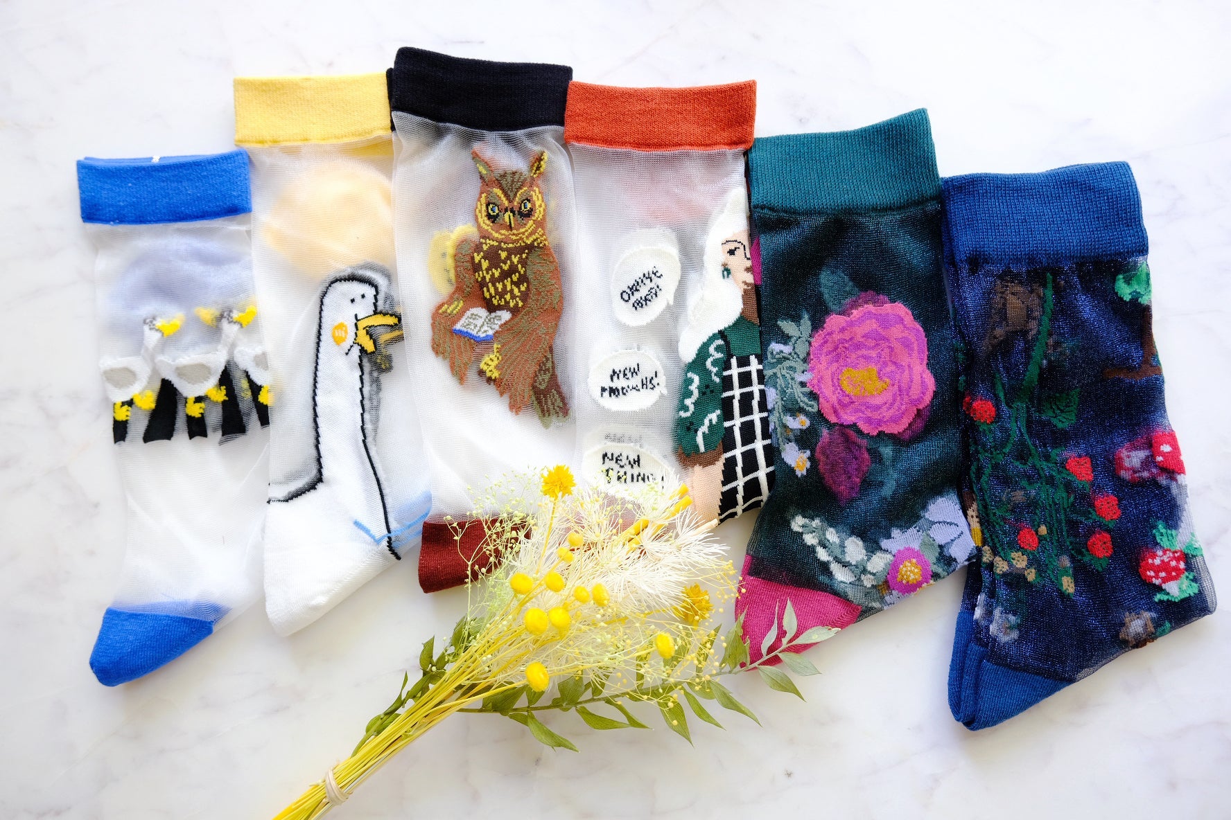 Miss June’s | Women’s Glass Silk-like Transparent socks | Cute | Colorful | Summer | Patterned | Gift Idea | Casual | Comfortable | Floral |