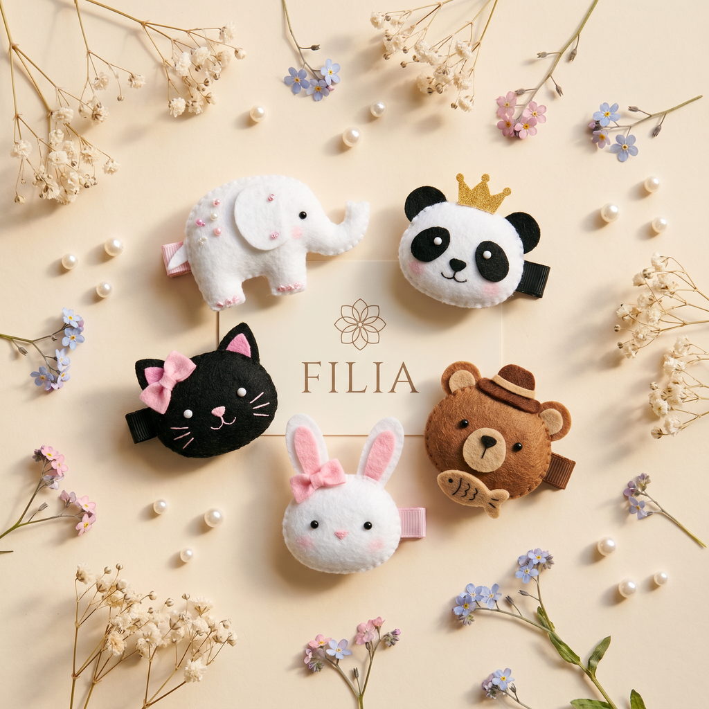 Plush Animal Hair Clip & Hair Tie Set - product photo 3