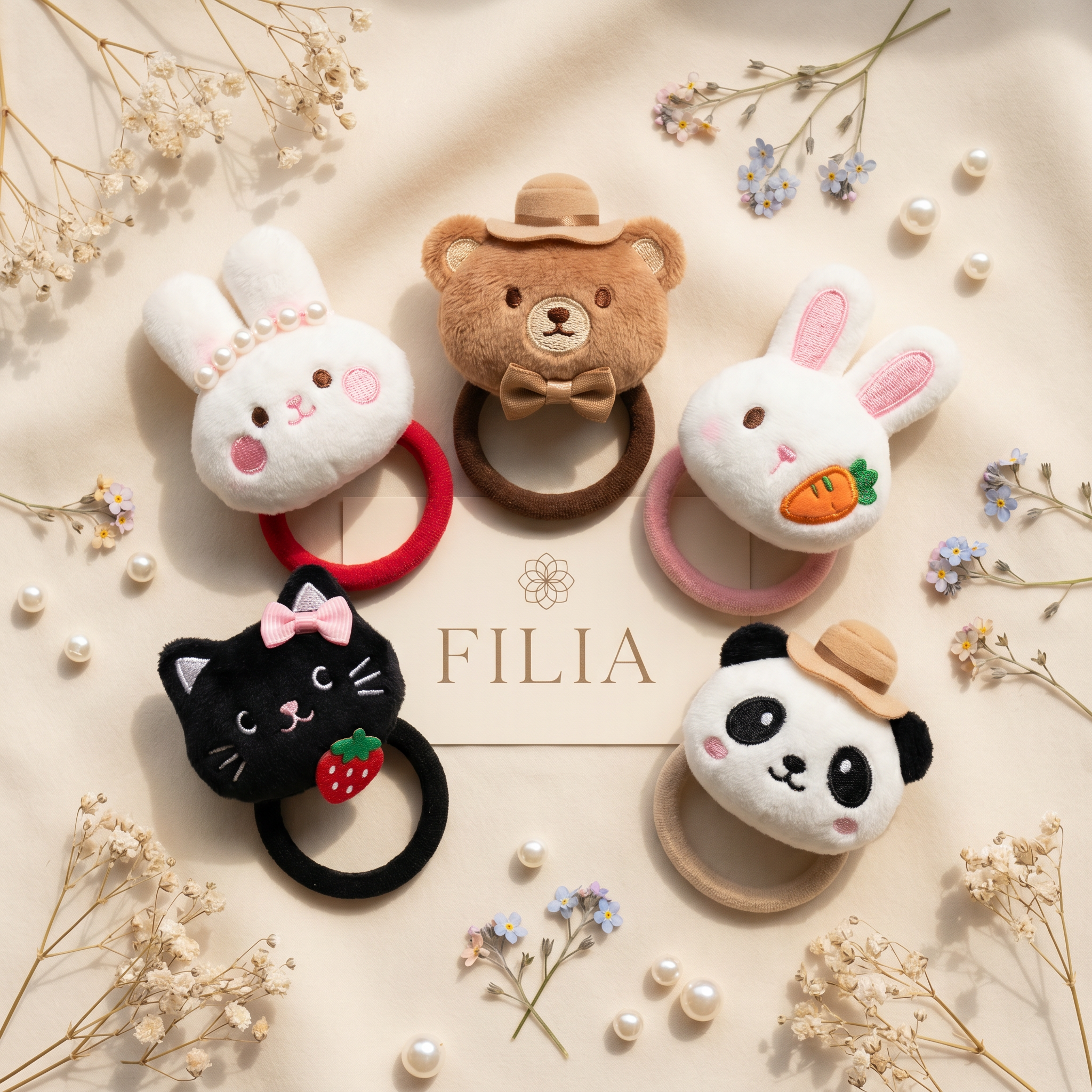 Plush Animal Hair Clip & Hair Tie Set - product photo 4