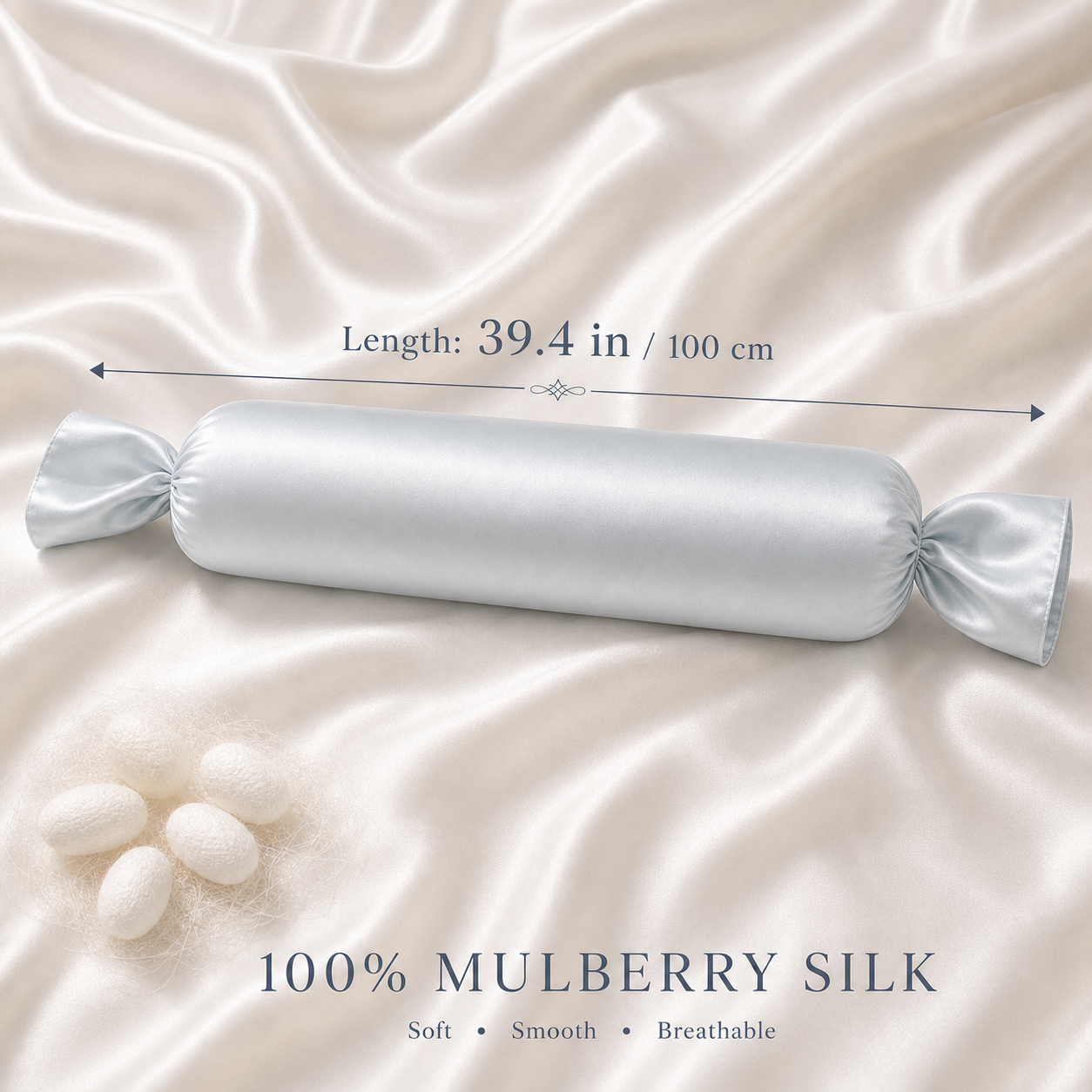 Mulberry silk bolster pillow 100cm size reference