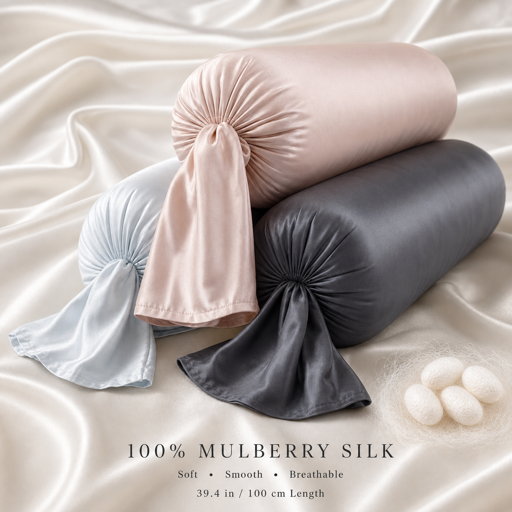Mulberry silk bolster pillow three color collection