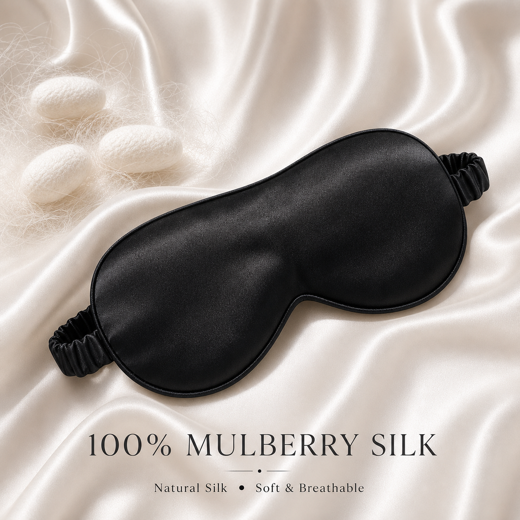 Black mulberry silk eye mask