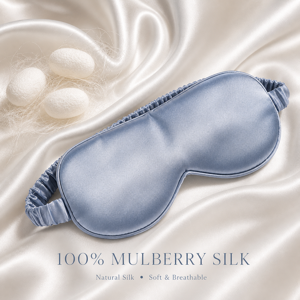 Blue mulberry silk eye mask