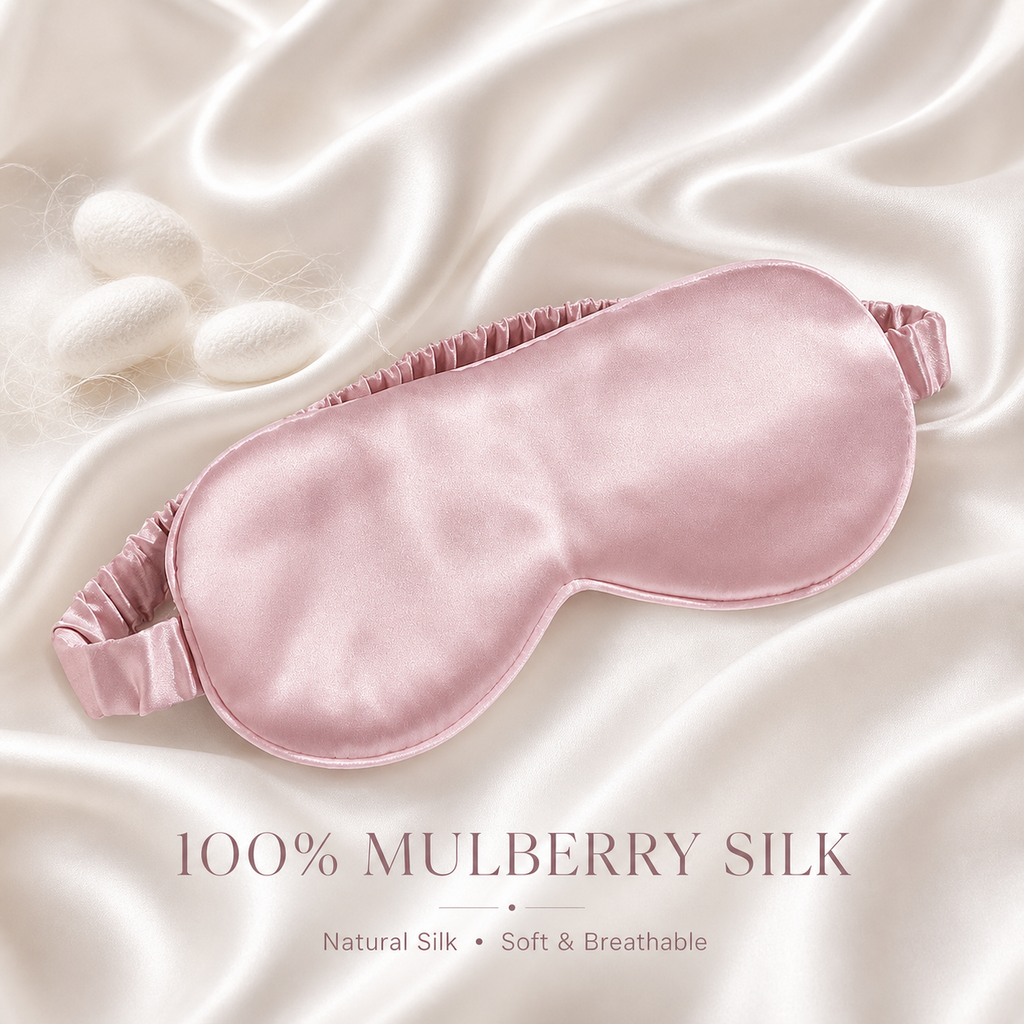Pink mulberry silk eye mask