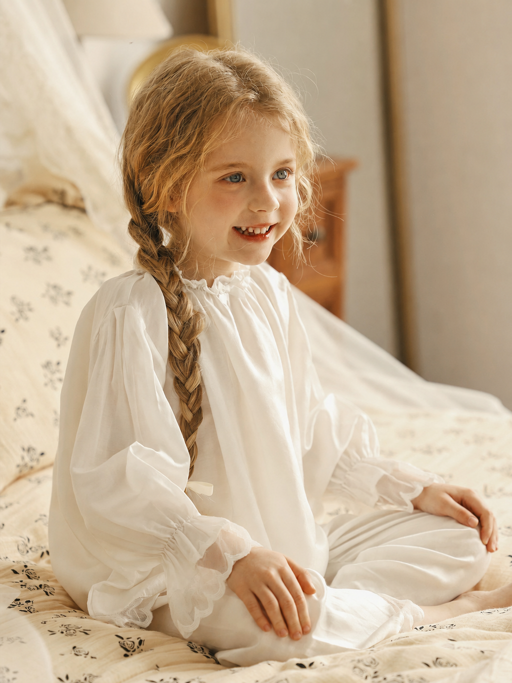 Girls’ silk-cotton soft lounge set - image 3
