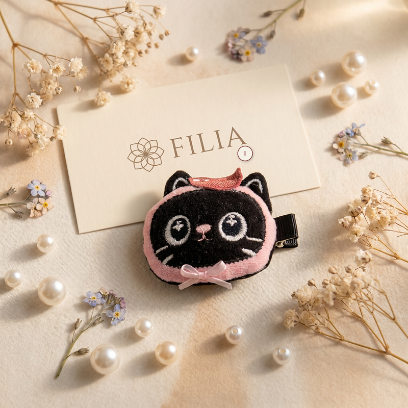 Plush Animal Hair Clip & Hair Tie Set – Bear Cat Panda Bunny 10 Style for Toddler Girls | FILIA Kawaii