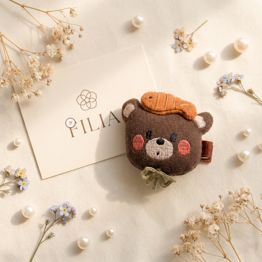 Plush Animal Hair Clip & Hair Tie Set - variant 2 (labeled v4 v3)