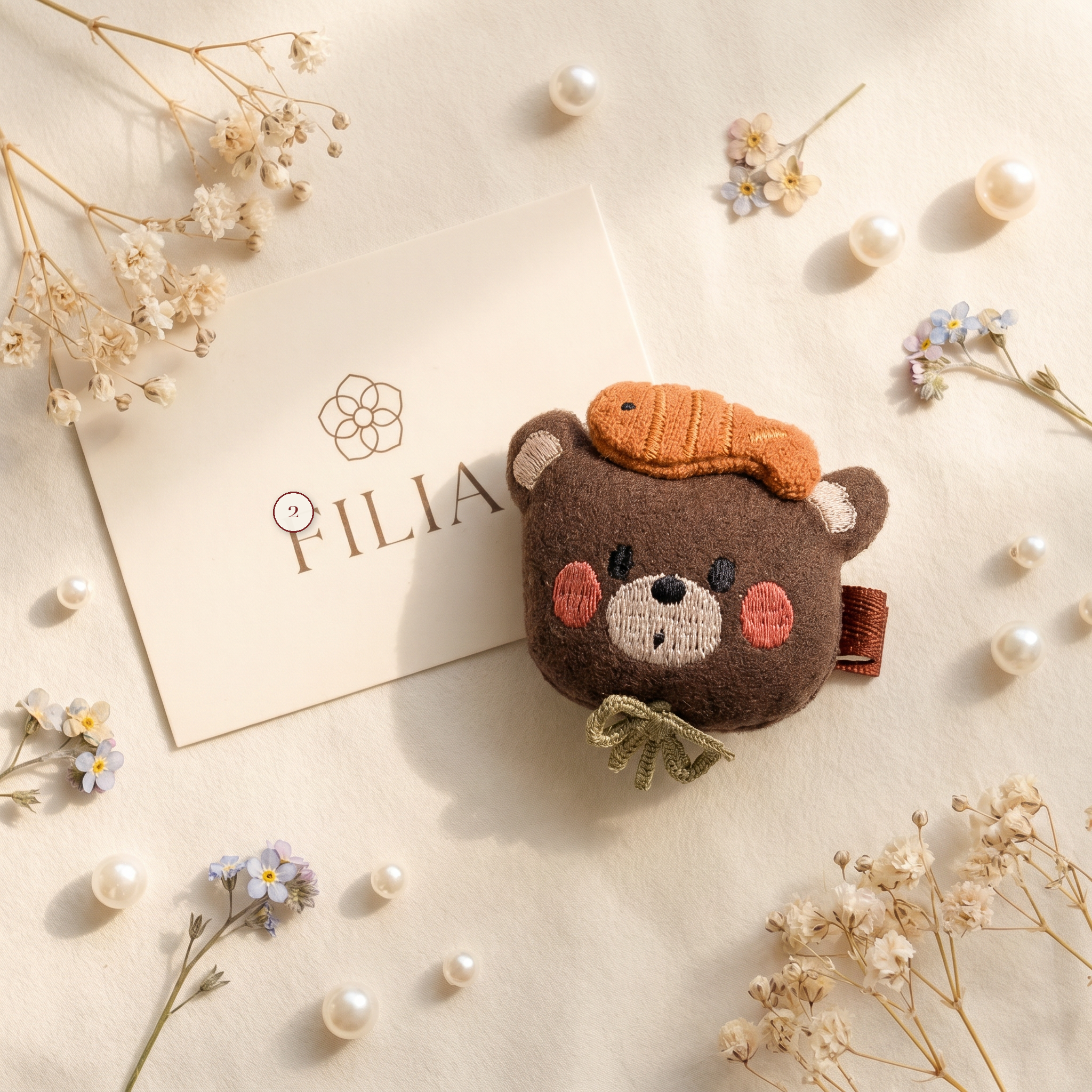Plush Animal Hair Clip & Hair Tie Set - variant 2 (labeled v4 v3)