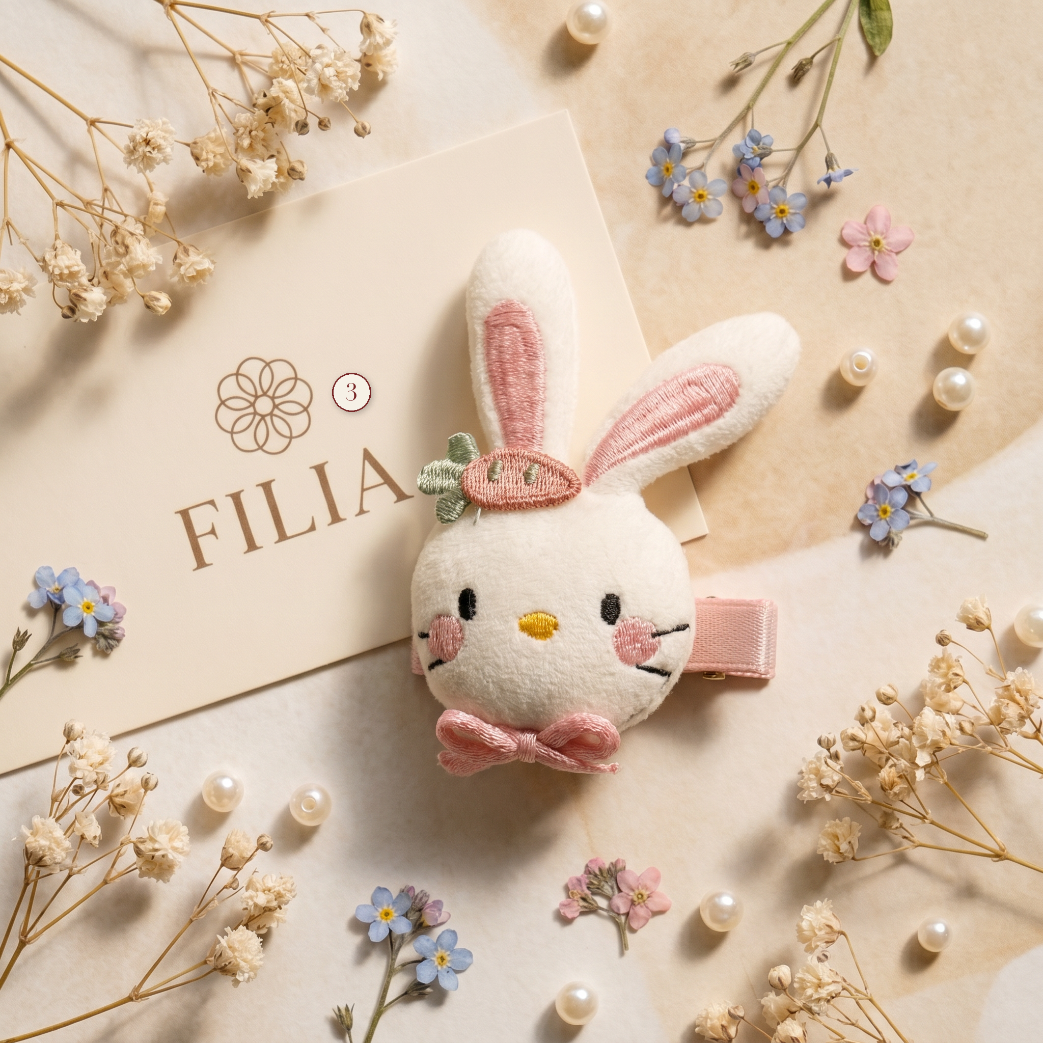Plush Animal Hair Clip & Hair Tie Set - variant 3 (labeled v4 v3)
