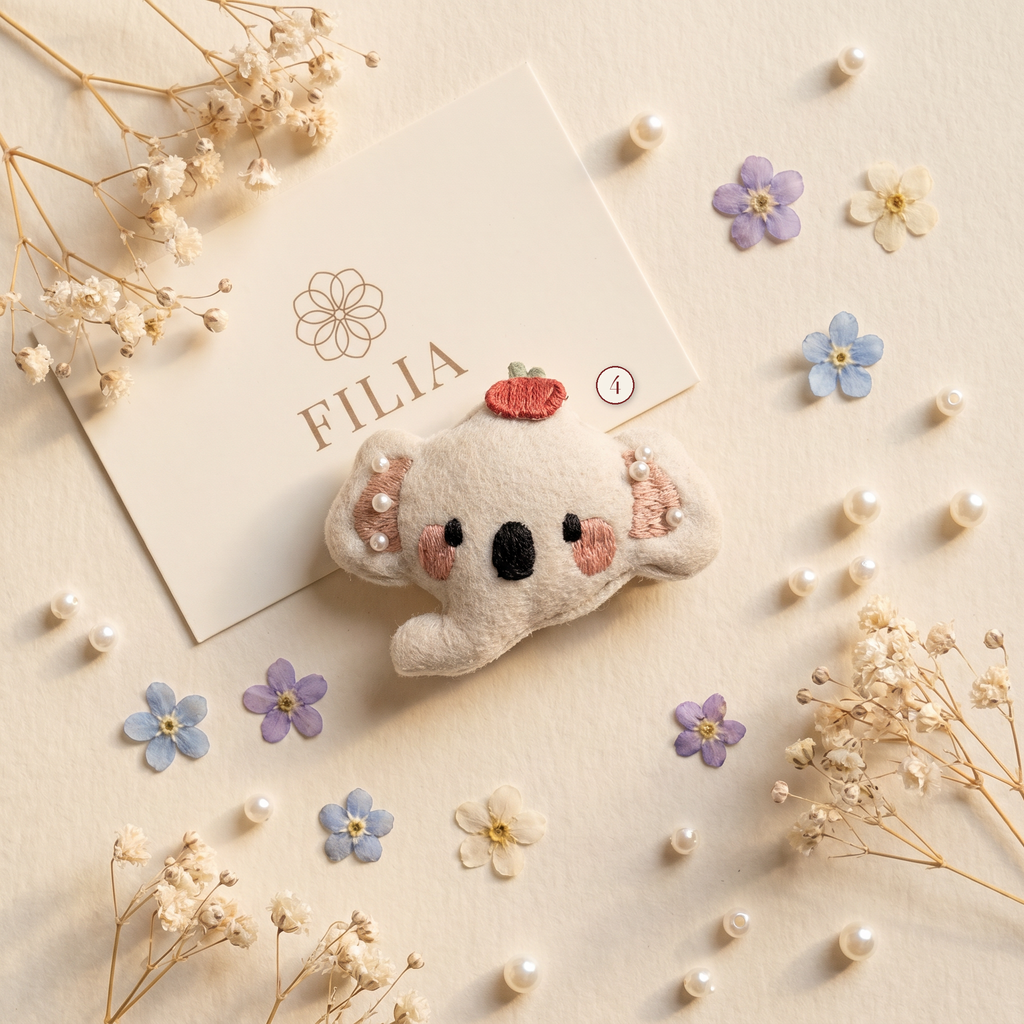 Plush Animal Hair Clip & Hair Tie Set - variant 4 (labeled v4)