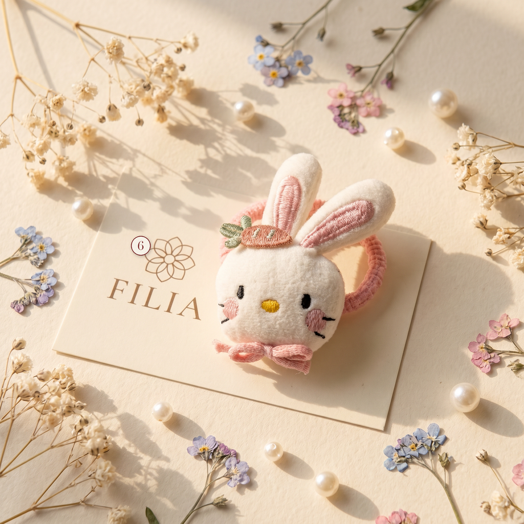 Plush Animal Hair Clip & Hair Tie Set - variant 6 (labeled v4 v3)