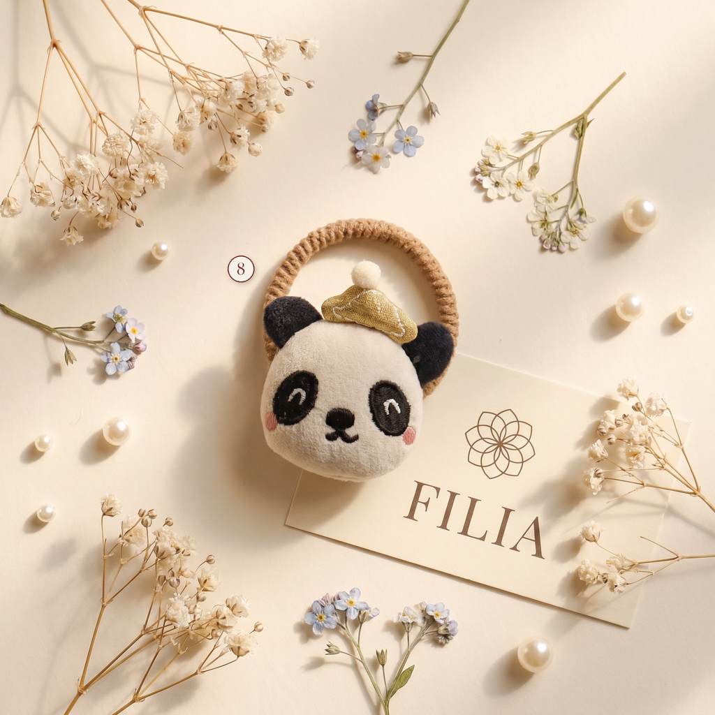 Plush Animal Hair Clip & Hair Tie Set - variant 8 (labeled v4 v3)